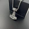 Stainless Steel Viking Hammer Pendant Stylish Punk Hip Hop Necklaces NX6366-2