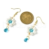 Mother's Day Jewellery Shell Pearl with Glass Dangle Earring EJEW-JE05931-02-3