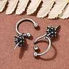 Flower 316 Surgical Stainless Steel & Black Glass Dangle Half Hoop Earrings for Women EJEW-G416-49AS-3