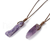 Natural Amethyst Nugget Pendant Necklace with Waxed Cord for Women NJEW-F306-01B-1