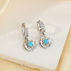 Brass Clear Cubic Zirconia Moon with Sun Hoop Earrings OC2532-5