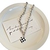 Black and White Checkered Heart Alloy Enamel Pendant Necklaces for Women FS-WGFAE52-01-5