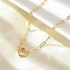 Brass Ring Link Paperclip Chain Necklaces X-NJEW-A042-05G-5