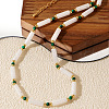 Vintage Style Synthetic Malachite Round & Natural Quartz Crystal Cuboid Beaded Necklaces VS1846-2