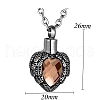 Angel Wing Heart Stainless Steel Urn Ashes Pendant Cable Chain Necklaces PW-WG79058-01-2