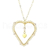 Glass & Plastic Imitation Pearl Love Heart Pendant Necklaces NJEW-JN04988-1