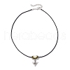 Glass Seed Beaded & Alloy Triangle Evil Eye Pendant Necklaces NJEW-MZ00110-04-4