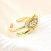 Brass Micro Pave Cubic Zirconia Cuff Rings for Women RJEW-F184-15G-4
