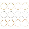  6 Pairs 6 Style 304 Stainless Steel Flattened Big Hoop Earrings for Women STAS-TA0001-89-1