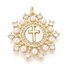 Brass Micro Pave Clear Cubic Zirconia Pendants KK-N268-64G-1