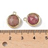 Brass Pave Natural Rhodonite Faceted Flat Round Charms G-U028-03G-12-3