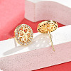 Flat Round with Clover Brass Micro Pave Clear Cubic Zirconia Stud Earrings EJEW-H162-01G-2