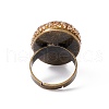Natural Shell Oval Adjustable Ring with Rhinestone RJEW-E052-06AB-3