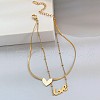 Love Heart 304 Stainless Steel Link Double Layer Anklets for Women FS-WG3305C-01-4