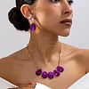 Teardrop Alloy Glass Pendant Necklace & Stud Dangle Earring Sets FS-WG22B44-01-2