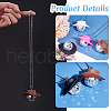 AHADERMAKER 4Pcs 4 Colors Plastic Cap with Glass Disco Ball Pendant Necklace with Iron Ball Chains NJEW-GA0001-06-3