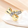Brass Micro Pave Clear Cubic Zirconia Cuff Rings for Women RJEW-U051-01B-G-2