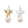 2Pcs 2 Colors Natural Cowrie Shell Copper Wire Wrapped Angel Pendants PALLOY-JF03662-01-1