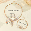 Leaf Alloy Crystal Rhinestone Pendant Necklace & Stud Earring & Chain Bracelets & Rings Sets FS-WGADEF8-01-3