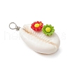 Natural Cowrie Shell & Flower Opaque Resin Pendants PALLOY-JF03820-4