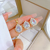 Brass Micro Pave Cubic Zirconia Pendant Necklace & Stud Earrings WG7AC39-48-1