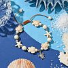 Starfish & Turtle Synthetic Turquoise Braided Beaded Bracelets BJEW-JB10926-04-1