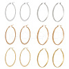  6 Pairs 6 Style 304 Titanium Steel Flattened Big Hoop Earrings for Women STAS-TA0001-89-2