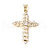 Brass Micro Pave Cubic Zirconia Cross Pendants ZIRC-I071-04G-02-1
