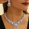 Alloy Crystal Rhinestone Vortex Link Chain Necklace & Stud Earring Sets FS-WG0FFE3-02-2