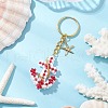 2Pcs Iron Glass Seedbead Keychain KEYC-MZ00034-4