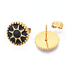 Flat Round with Sun 304 Stainless Steel Enamel Stud Earrings EJEW-T047-17G-A-2