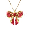 MIYUKI Delica Seed Beads Loom Pattern Bowknot Pendant Necklaces NJEW-MZ00097-02-3