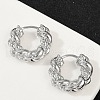 Twist Brass Cubic Zirconia Hoop Earrings EJEW-Q016-18P-4