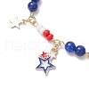 Independence Day Natural Dyed Yellow Jade Gemstone Round Beads & Glass Seed Beads Bracelets BJEW-MZ00180-02-3