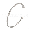Non-Tarnish 304 Stainless Steel Twisted Open Cuff Bangles for Women BJEW-U003-01P-1