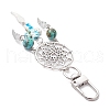 4Pcs Woven Net/Web with Wing Alloy & Synthetic Turquoise Cross Round Pendant Decoration HJEW-JM03055-5
