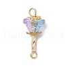 Electroplated Glass & Alloy Flower Connector Charms PALLOY-JF03614-01-3