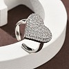 Heart Brass Micro Pave Cubic Zirconia Cuff Rings for Women RJEW-A069-12P-02-2