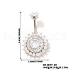 Chic Flower Brass Full Crystal Rhinestone Curved Barbell Belly Button Rings with Shiny Delicate Design YW9589-10-1