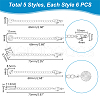 Unicraftale 30Pcs 5 Styles 304 Stainless Steel Curb Chain Extender STAS-UN0060-85-3