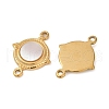 304 Stainless Steel Natural White Shell Flat Round Connector Charms STAS-L288-14G-02-2