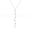 Rhodium Plated 925 Sterling Silver with Clear Cubic Zirconia Lariat Necklaces for Women AM0102-1