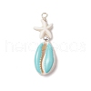 Cowrie Shell Enamel & Synthetic Turquoise Starfish Pendants PALLOY-JF03406-02-1
