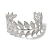 Stainless Steel Hollow Leaf Open Cuff Bangles for Women BJEW-G719-14P-2