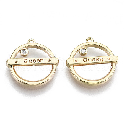 Brass Micro Pave Cubic Clear Zirconia Pendants KK-N232-87-NF-1