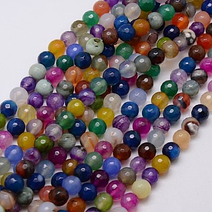 Natural Agate Beads Strands G-G580-8mm-18A-1