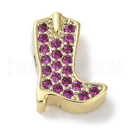 Rack Plating Brass Micro Pave Purple Cubic Zirconia Beads KK-R163-11G-1
