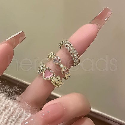 Alloy & Rhinestone Cuff Finger Rings Sets FS-WG1129B-06-1