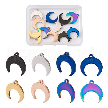 12Pcs 6 Colors Stainless Steel Pendants STAS-TA0001-34-1