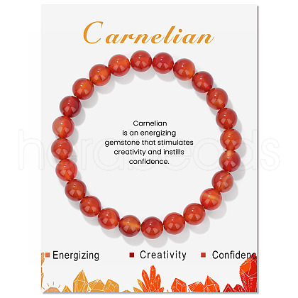 Natural Carnelian Beaded Stretch Bracelets PW-WG7FE75-04-1